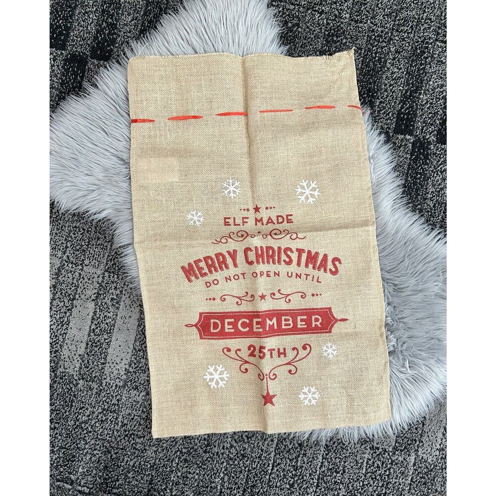 Jute Christmas Sack with Printing - Elf Made Merry Christmas Do Not Open Until..